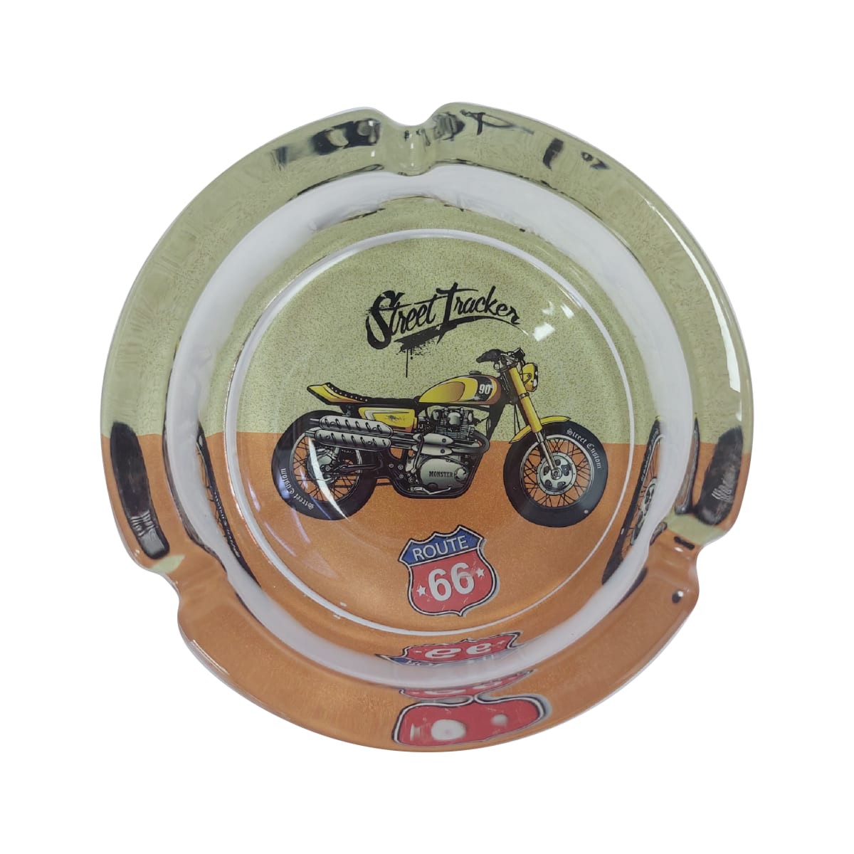 CENICERO PYREX REDONDO MOTOCICLETA 4X10CM